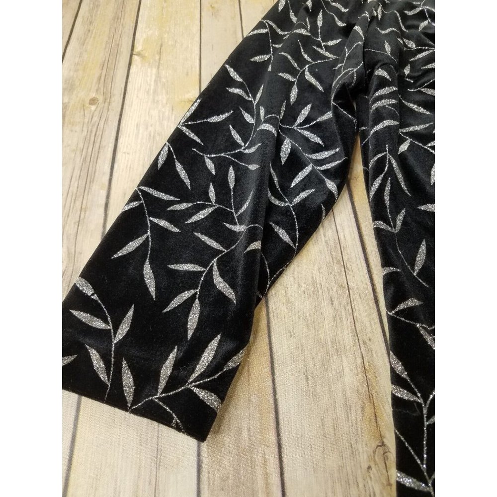 JBS Ltd Women’s Black Velvet Jacket Size 15 W Hippie Evening Wear Leaves B13 - Picture 4 of 12